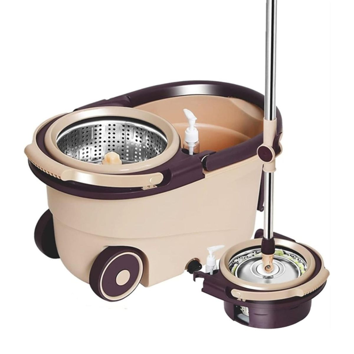 GENERICO - Trapero Mopa Giratoria 360º Con Balde Centrifugador Acero Inoxidable