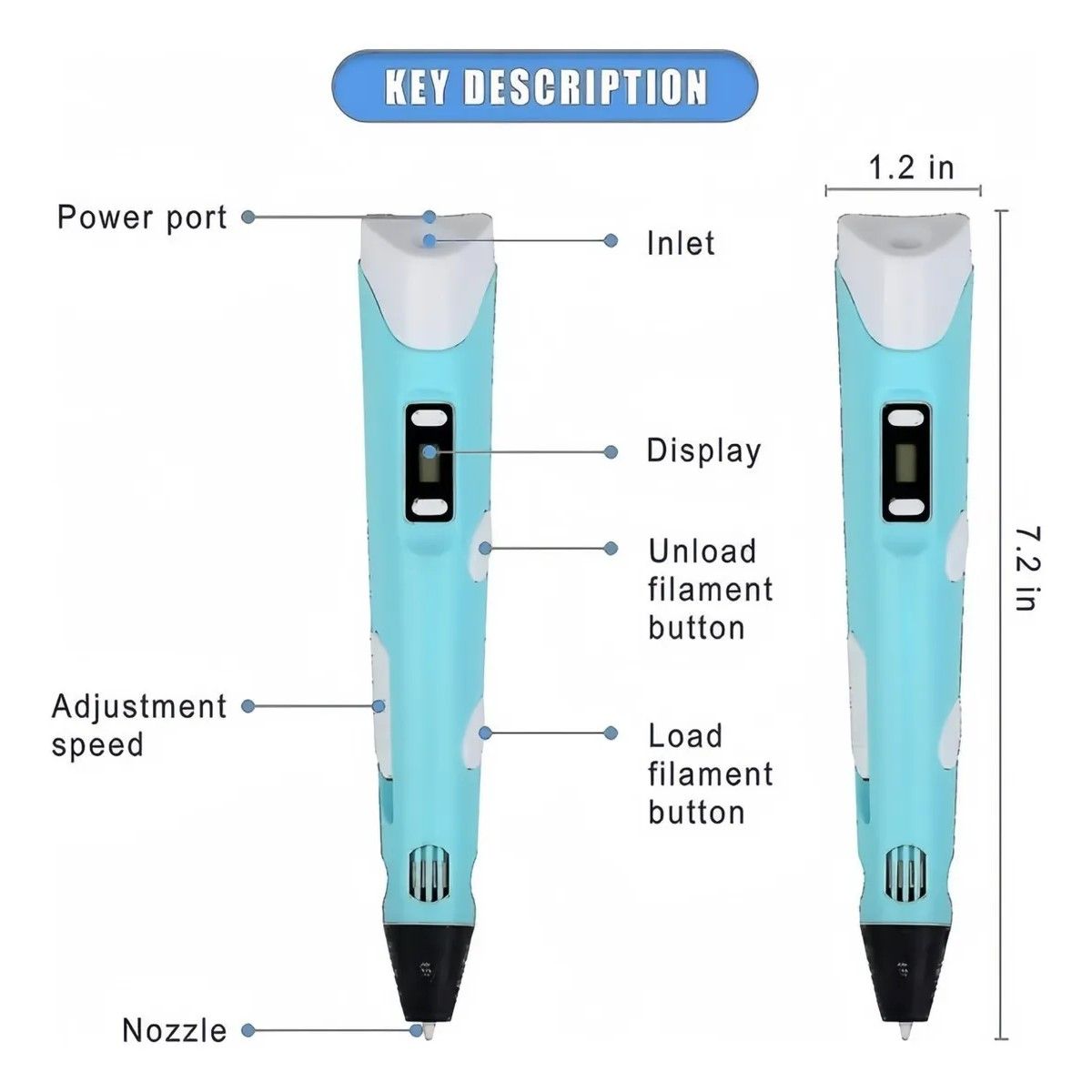 GENERICO - Lápiz 3d Impresora De Dibujo + 10 Filamentos 30 Metros BELUG