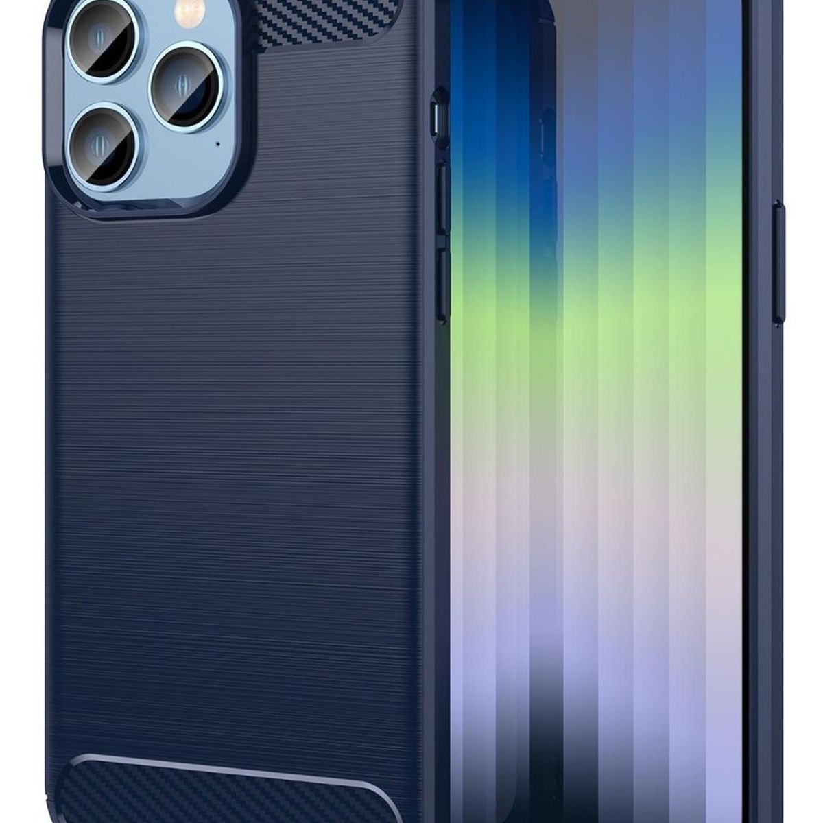 GENERICO - Carcasa para iPhone 14 Pro Max Fibra de Carbono Antigolpes - Azul