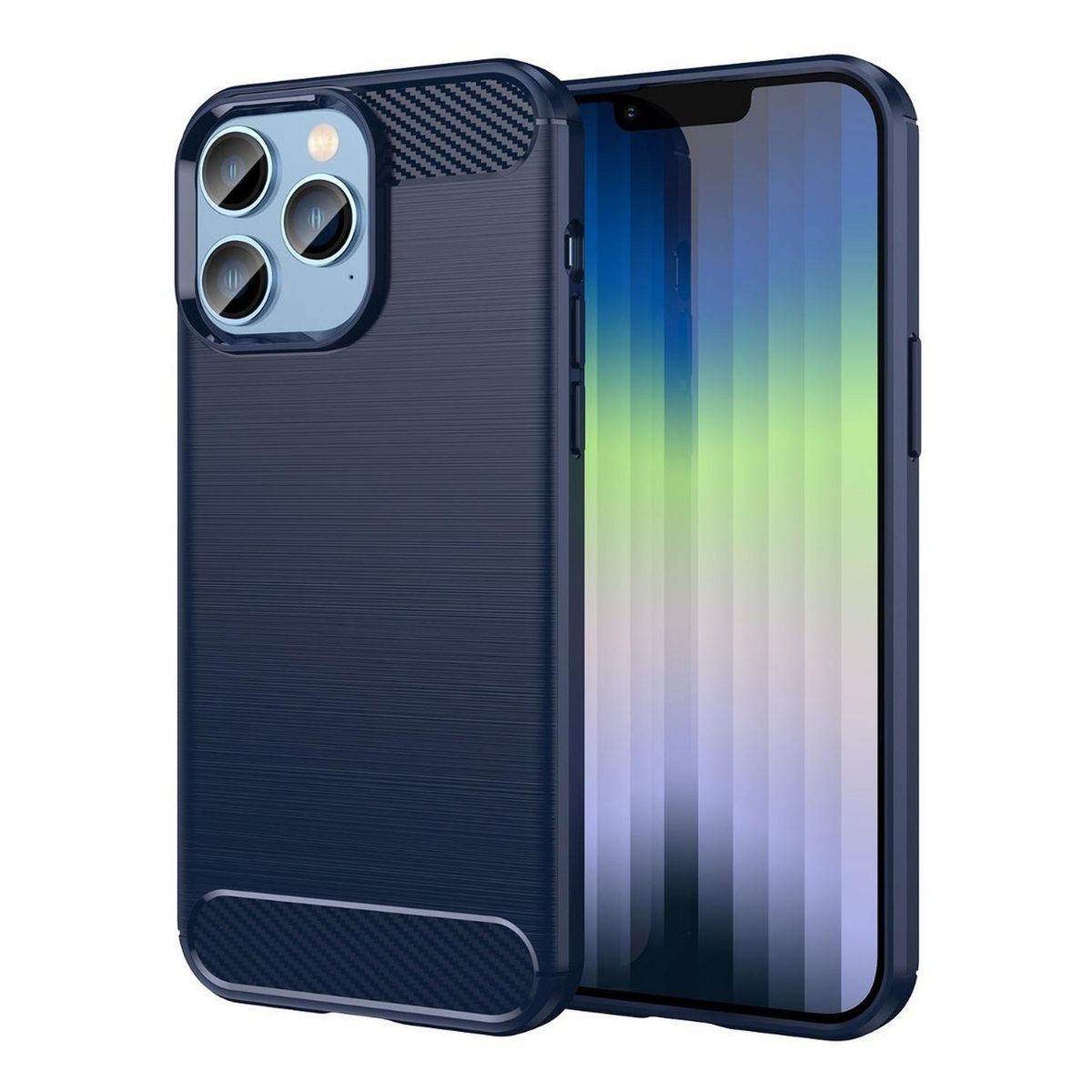 GENERICO - Carcasa para iPhone 14 Pro Max Fibra de Carbono Antigolpes - Azul