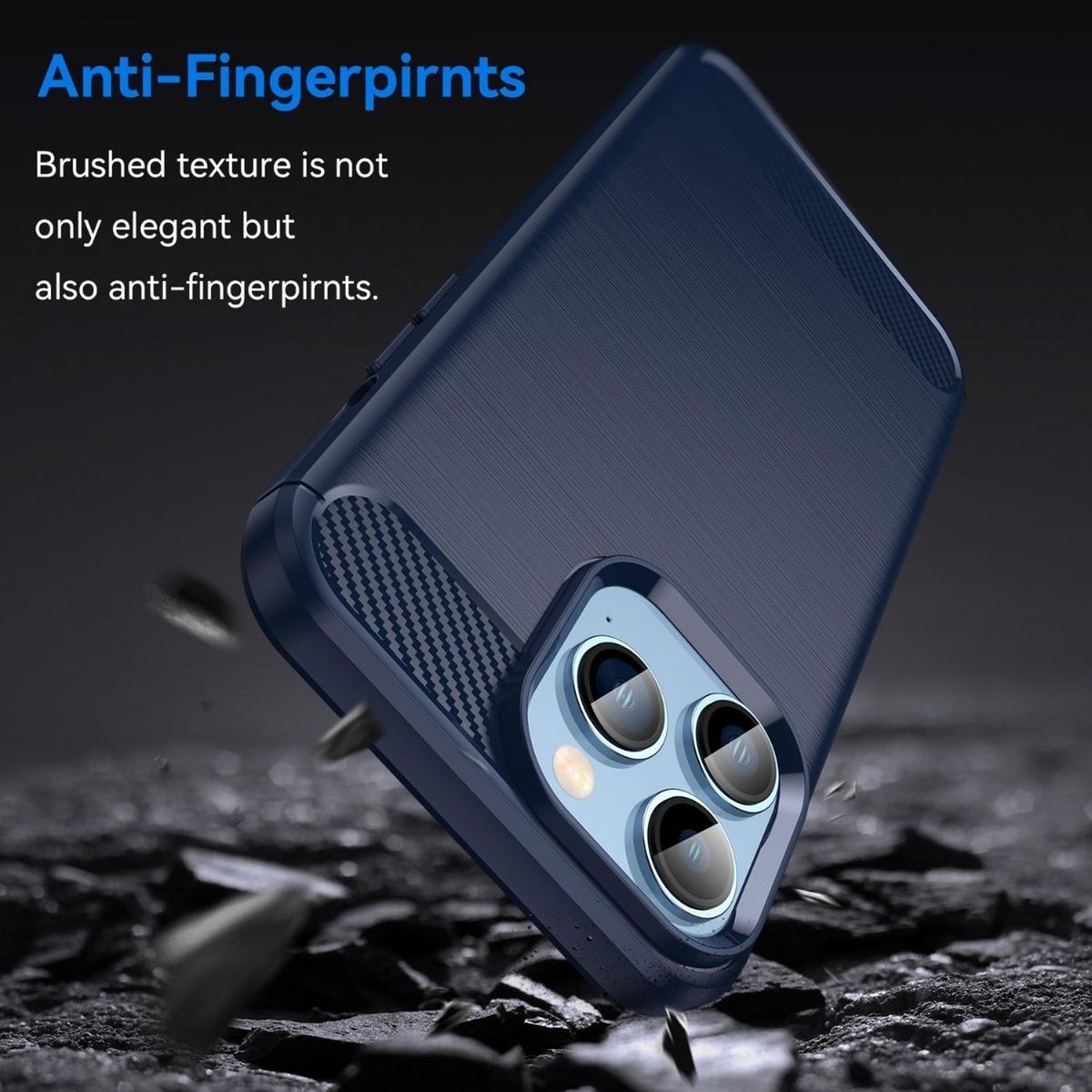 GENERICO - Carcasa para iPhone 14 Pro Max Fibra de Carbono Antigolpes - Azul