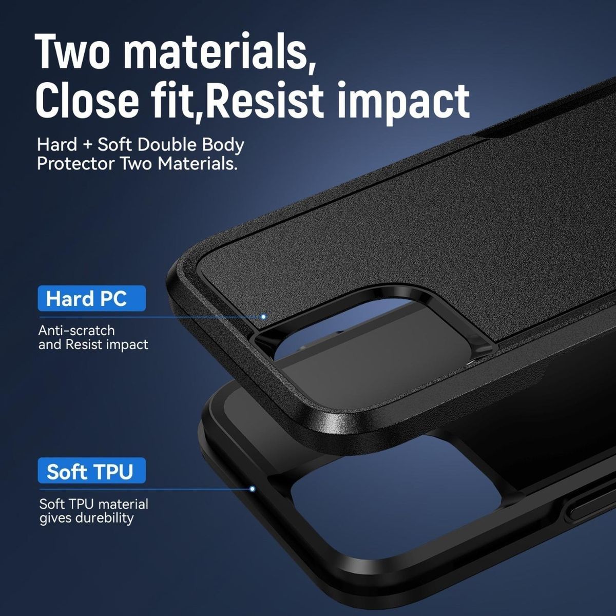 GENERICO - Carcasa para iPhone 14 Pro Rugged Reforzada Antigolpes - Negro