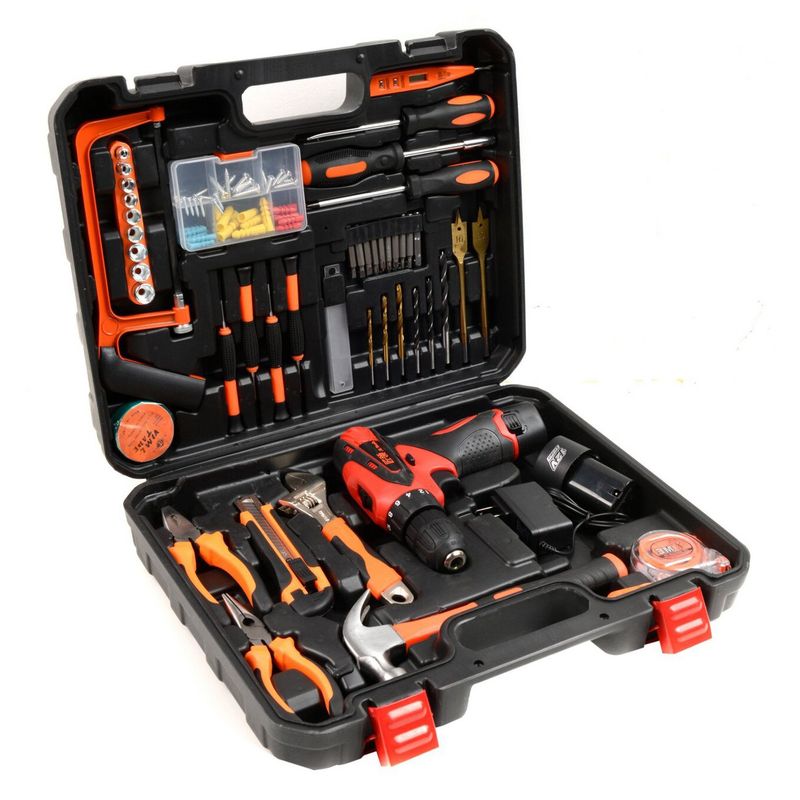 KOXIS - Caja Herramienta 117Pcs  Y Atornillador De 12V