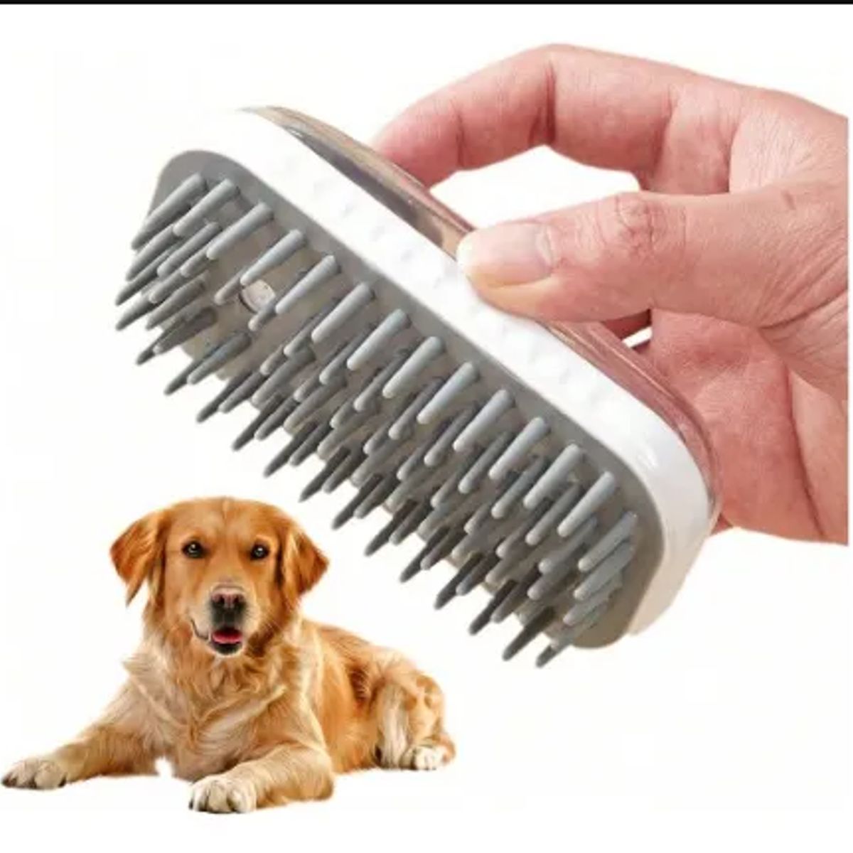 GENERICO - Cepillo De Baño Perro Gato Silicona Con Dispensador Champú Blanco