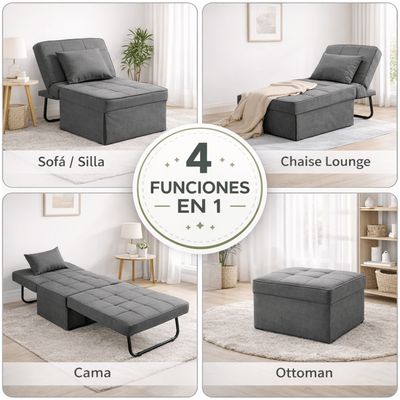Imagen 2 del producto Sofá Cama Multifuncional Reclinable 4en1 Convertible con Rueda