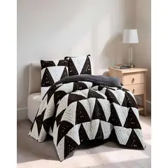 GENERICO - COBERTOR DE JACQUERD CUTTING 2 PLAZAS COLOR BLANCO CON NEGRO