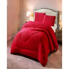 GENERICO - COBERTOR PLUSH CON CHIPORRO 2 PLAZA COLOR ROJO