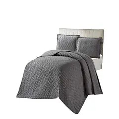 GENERICO - CUBRECAMA DELGADO SEMI ACOLCHADO 2 PLAZAS 230X250 CM GRIS 01