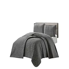 GENERICO - CUBRECAMA DELGADO SEMI ACOLCHADO 2 PLAZAS 230X250 CM GRIS 02