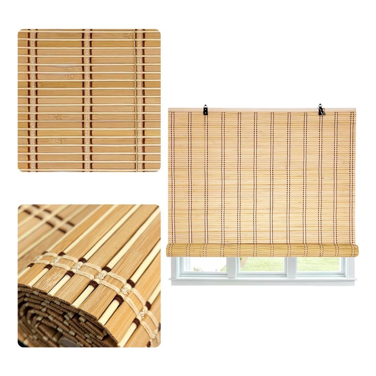 GENERICO - Cortina Enrollable De Bambú Persiana 90x120cm