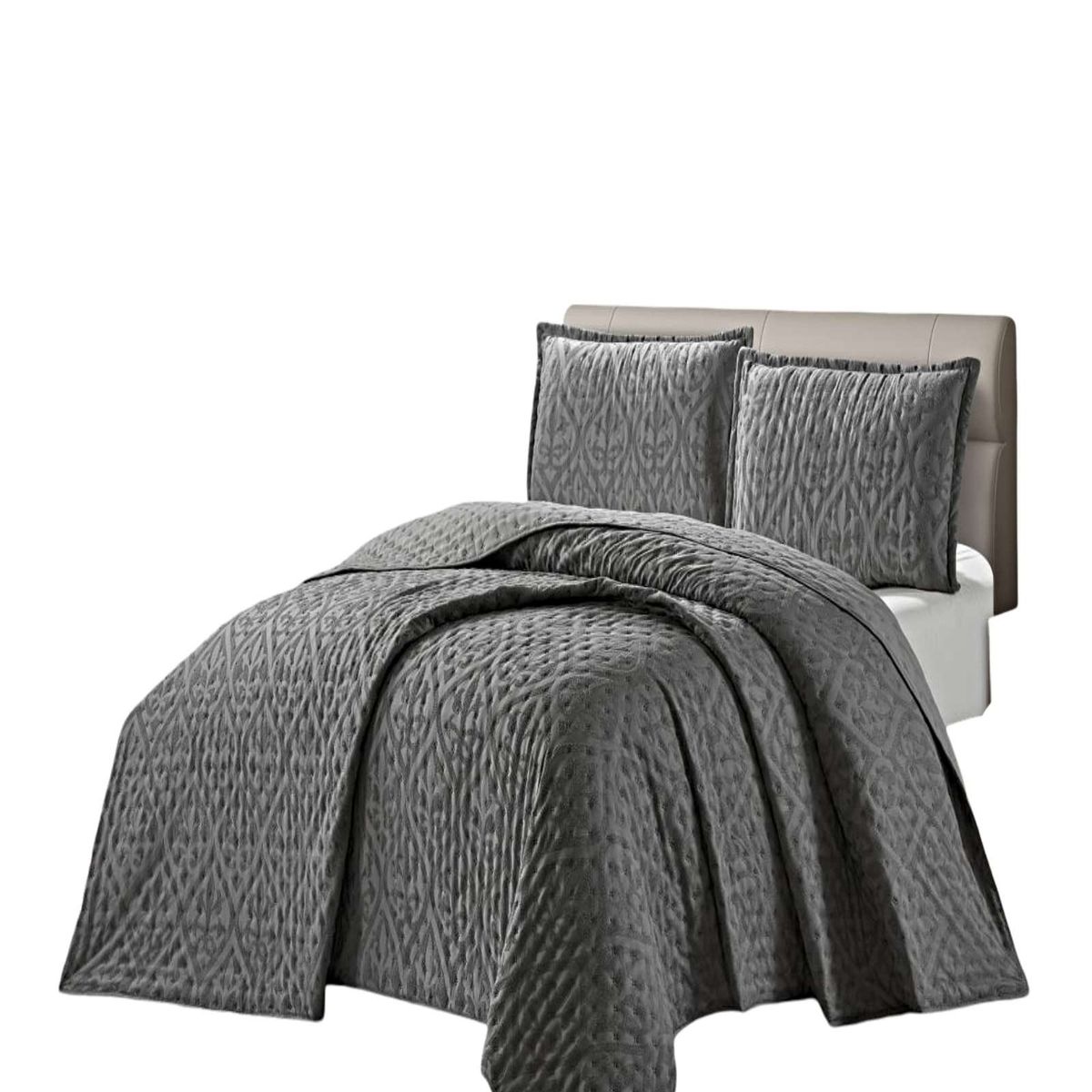 GENERICO - CUBRECAMA DEMI ACOLCHADO DELGADO 2 PLAZAS 230X250 CM GRIS 02