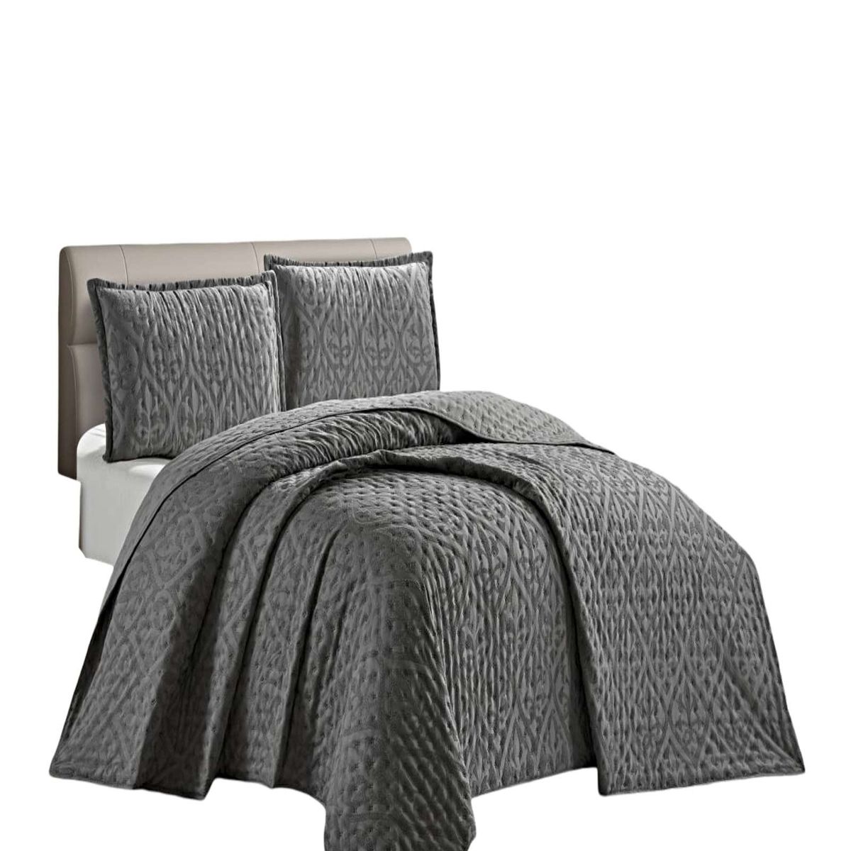 GENERICO - CUBRECAMA DEMI ACOLCHADO DELGADO 2 PLAZAS 230X250 CM GRIS 02
