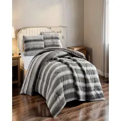 GENERICO - PLUMON IMITACION DE PIEL DE CONEJO CON DISEÑO 2PLAZA COLOR GRIS