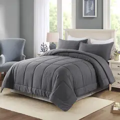 GENERICO - Plumón Edredón 2 Plazas 230 Cm X 250 Cm + Funda Para Almohada Gris