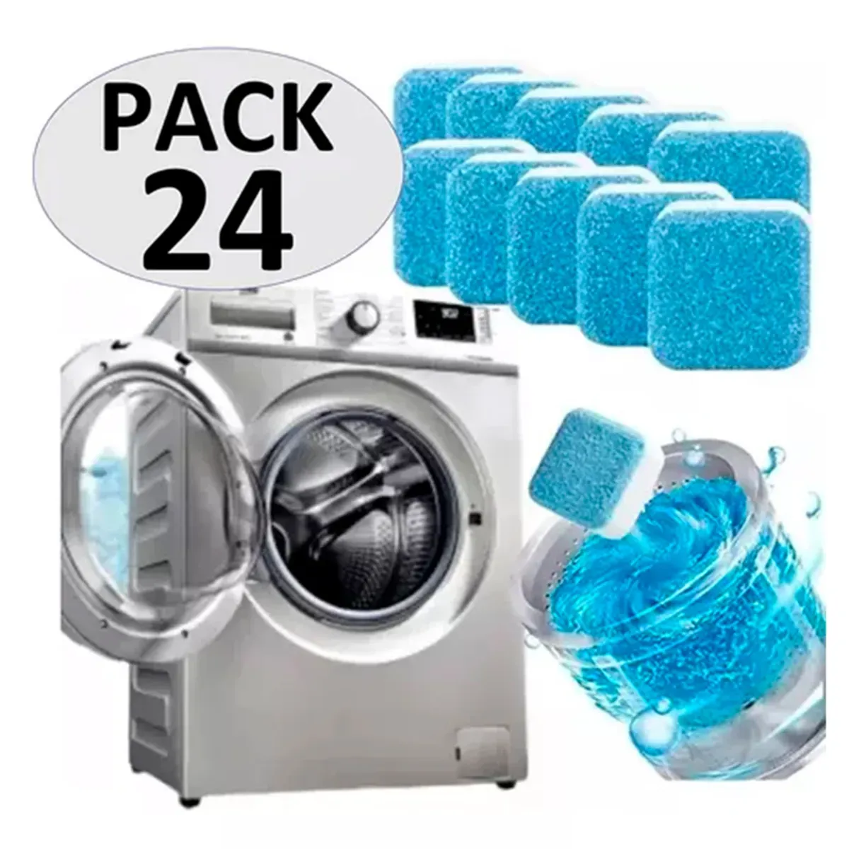 HAZ TU CLICK - Pack 24 Pastillas Limpieza De Maquina Lavadora