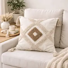 COLETTE - Funda de Cojín Boho Geo Coffe 45 x 45