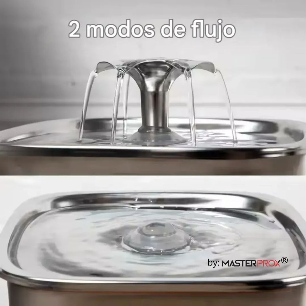 MASTER PROX - Bebedero Para Mascota Perro Gato Dispensador Agua Electrico Con Capacidad De 2,6l Luz Led Color Gris