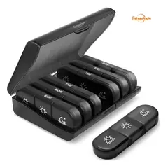 GENERICO - Pastillero Semanal Organizador Portátil 3 Tomas 7 Dias - Negro