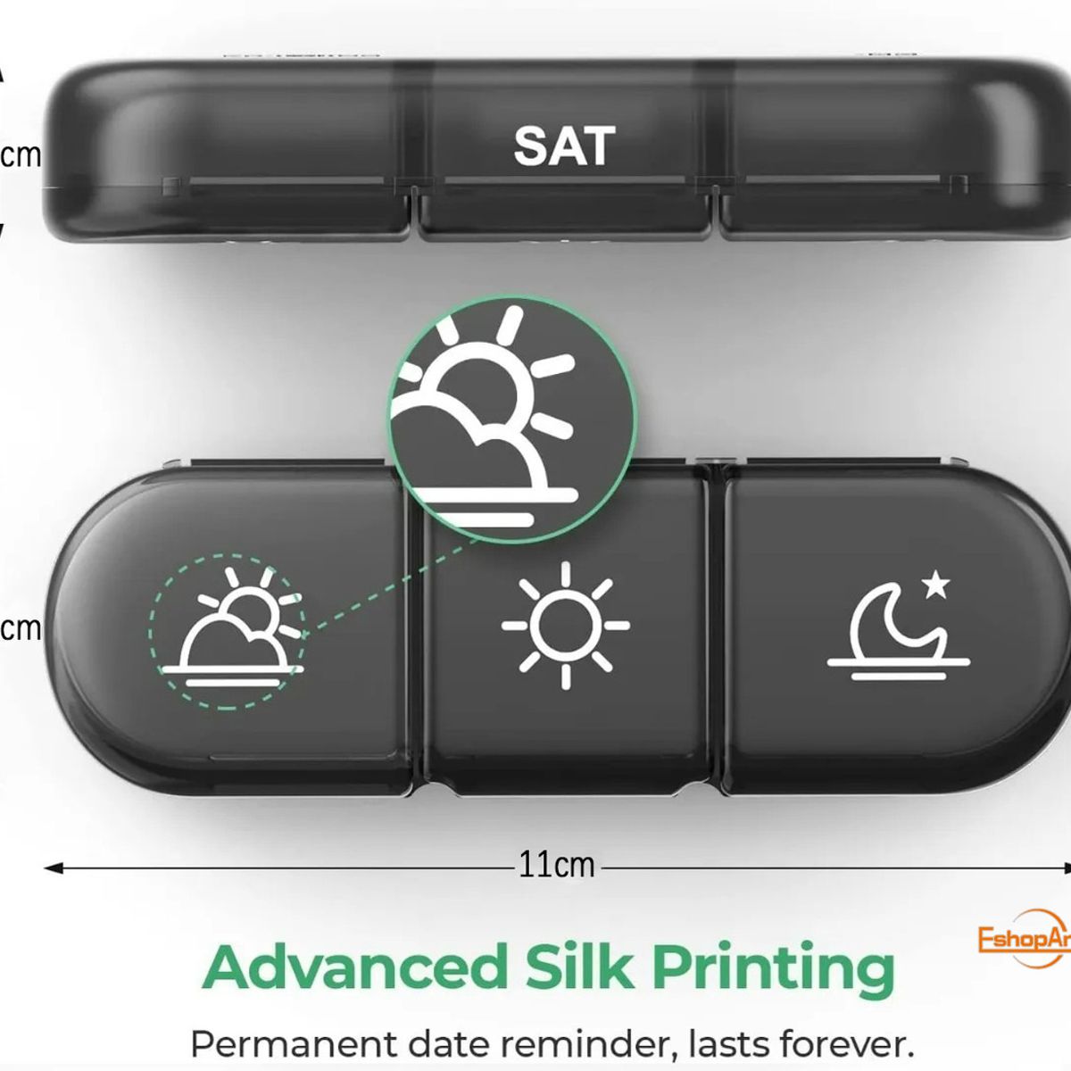 GENERICO - Pastillero Semanal Organizador Portátil 3 Tomas 7 Dias - Negro