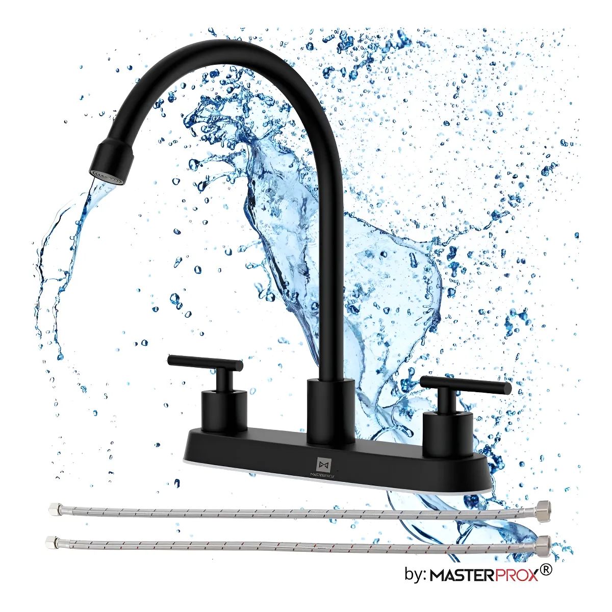 MASTER PROX - Llave Combinacion Lavaplatos Acero Inoxidable Sus304 Premium Negra