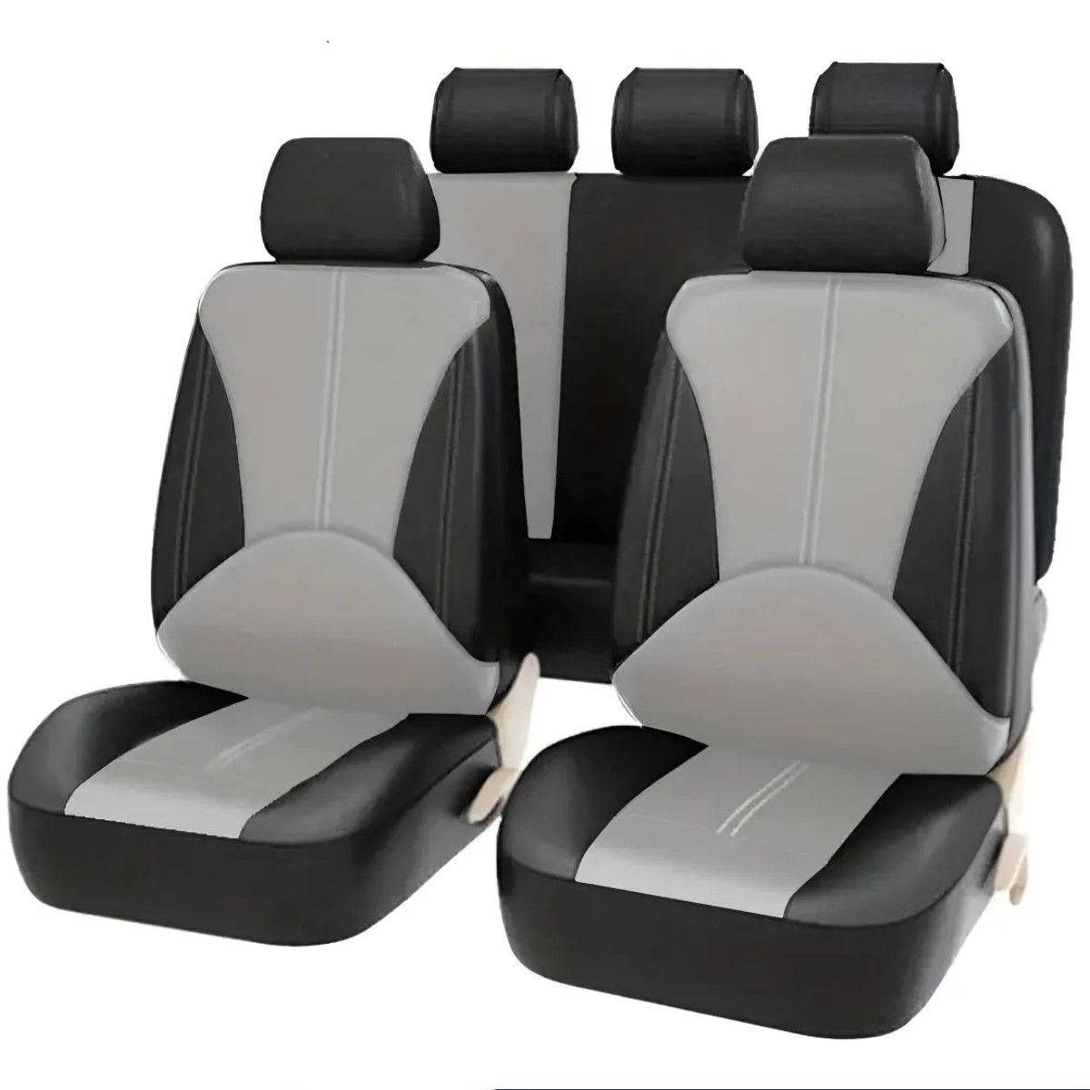 GENERICO - Set Funda Cubre Asientos Ecocuero 9pc gris BELUG