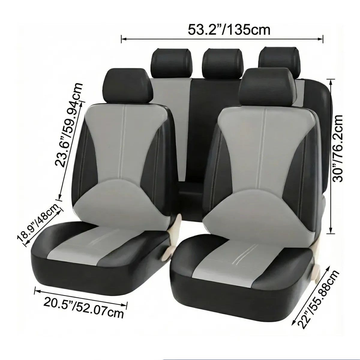 GENERICO - Set Funda Cubre Asientos Ecocuero 9pc gris BELUG