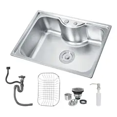 MASTER PROX - Lavaplatos Simple Empotrado Qatar Shop Acero Inoxidable 79x48 cm Brillante