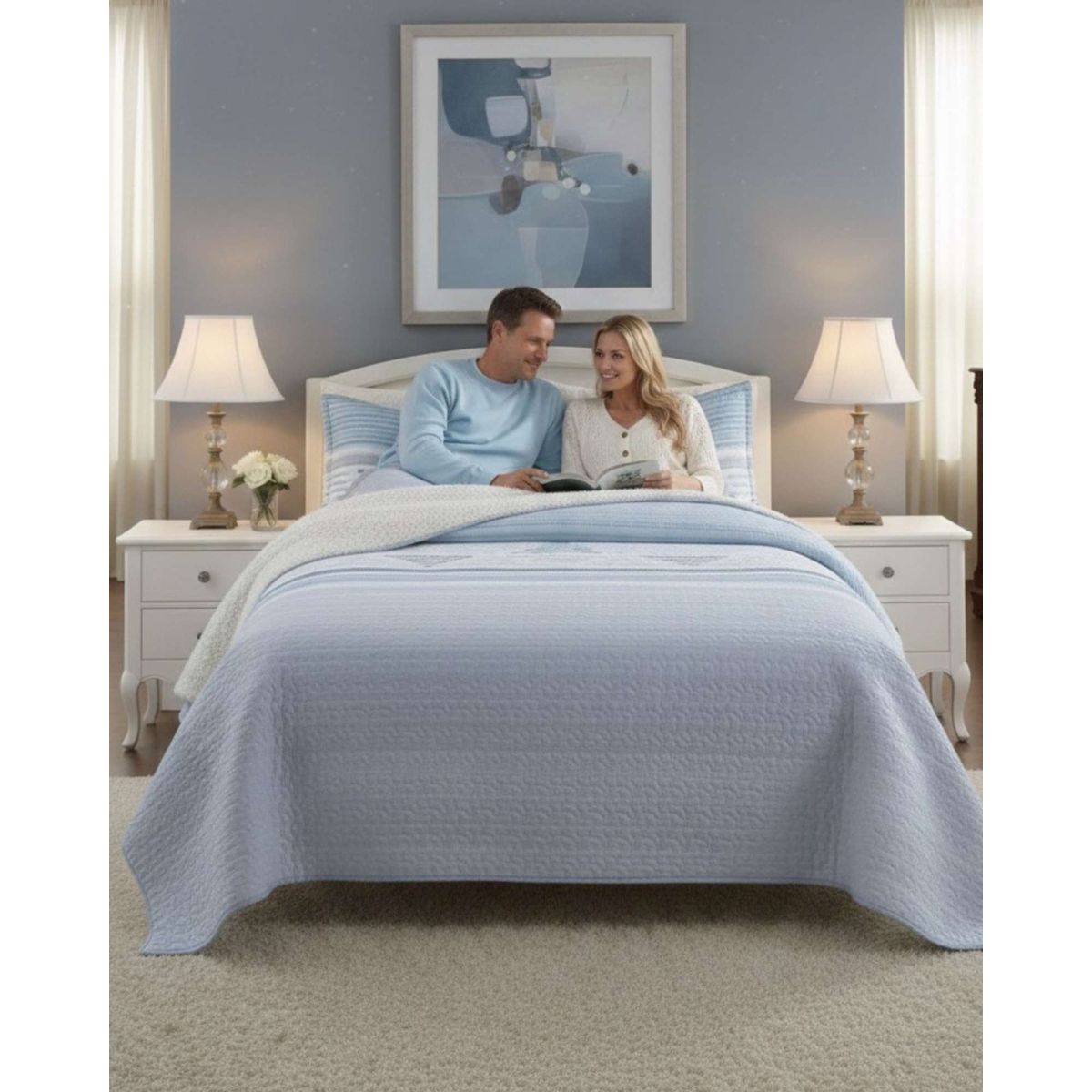 GENERICO - Cubrecama Quilt Con Sherpa Plaza y Media Diseño Elegante 180x230cm