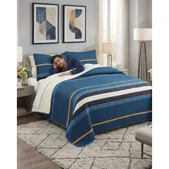 GENERICO - Cubrecama Quilt Con Sherpa 2 Plazas Diseño Elegante 230x250cm