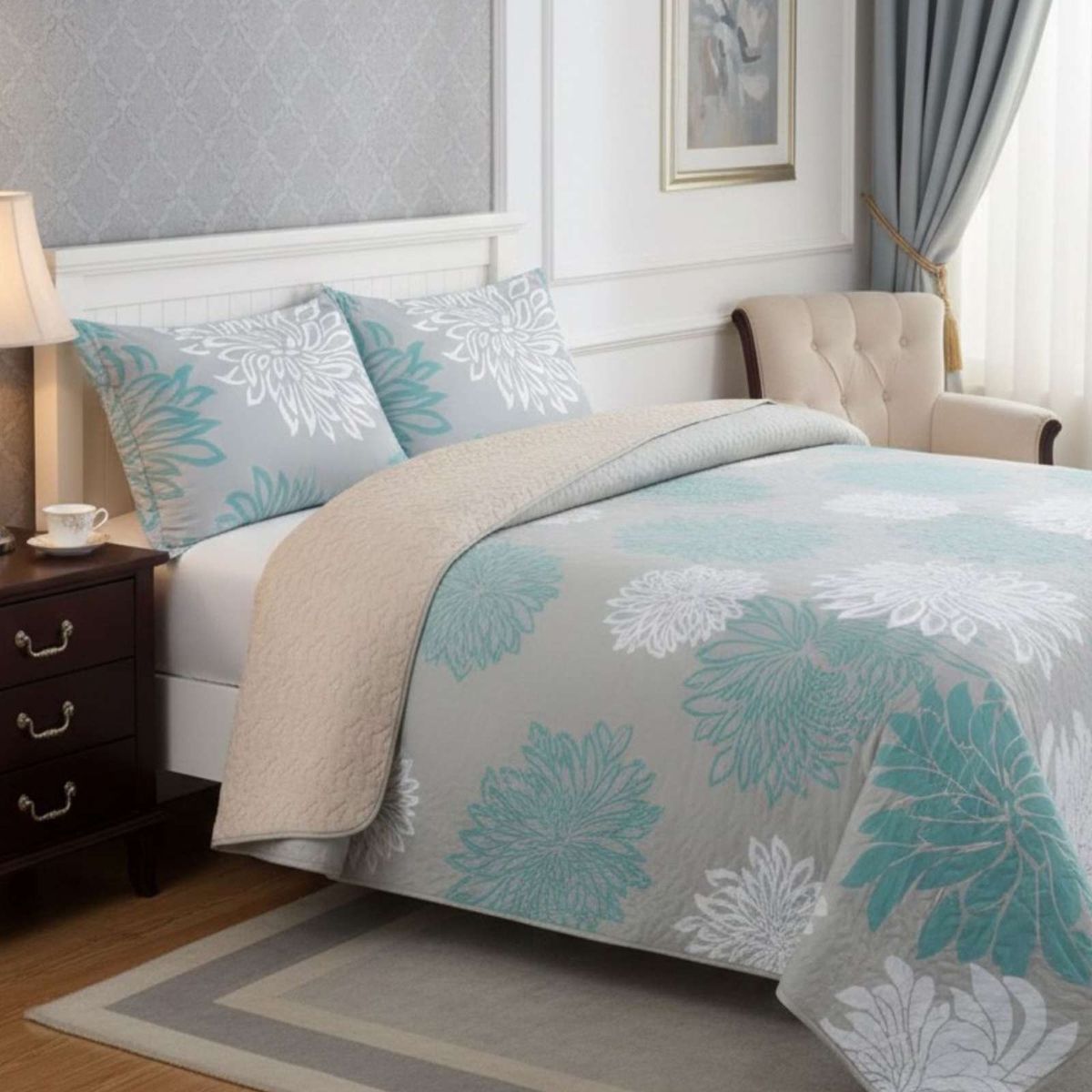 GENERICO - Cubrecama Quilt Con Sherpa Plaza y Media Diseño Elegante 180x230cm