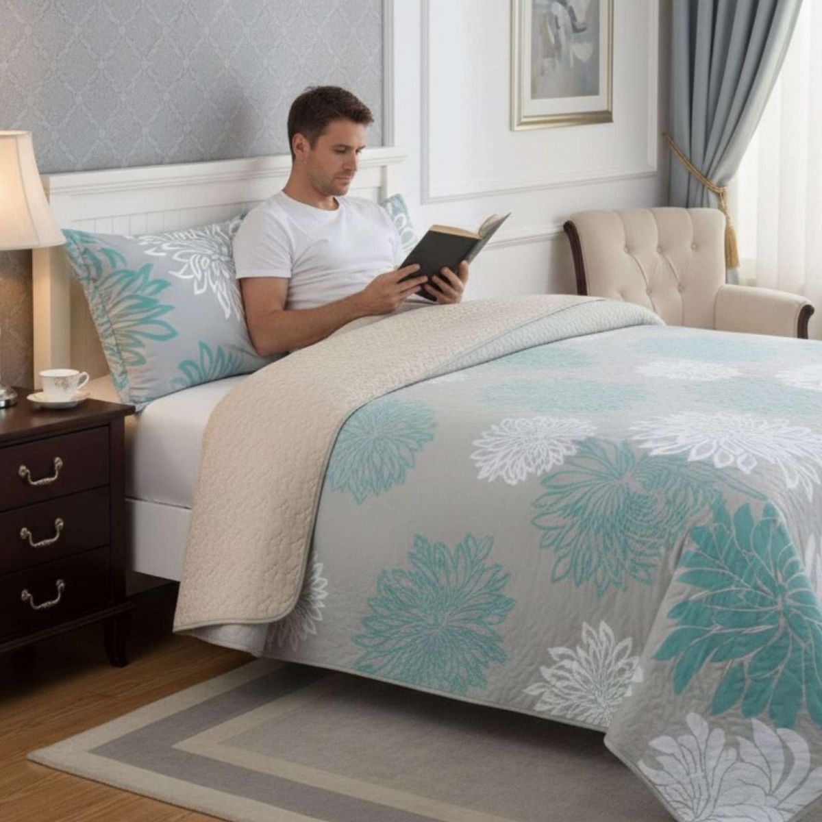 GENERICO - Cubrecama Quilt Con Sherpa Plaza y Media Diseño Elegante 180x230cm
