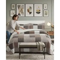 GENERICO - Cubrecama Quilt Con Sherpa Plaza y Media Diseño Elegante 180x230cm