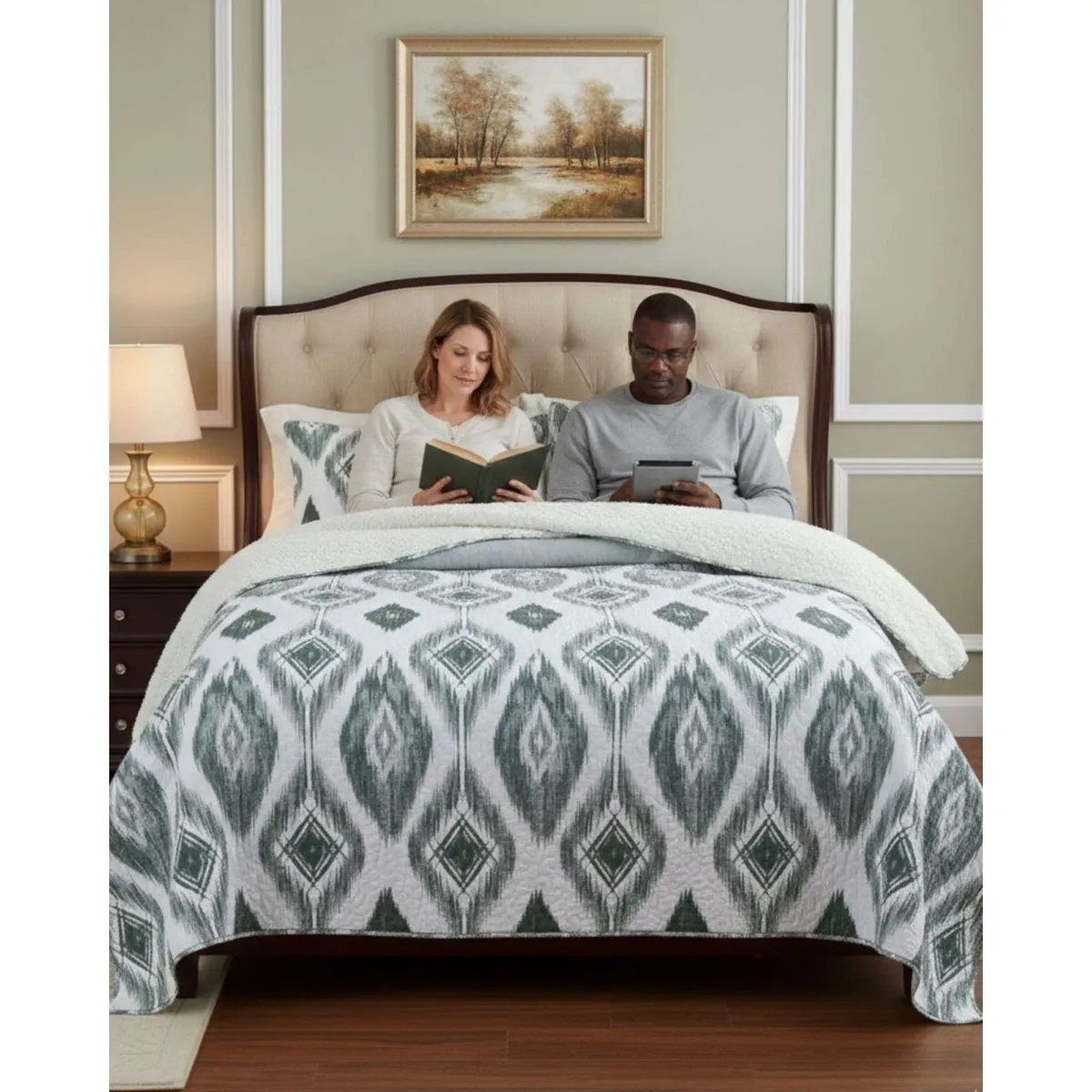 GENERICO - Cobertor Quilt Plaza y Media Con Reverso Sherpa