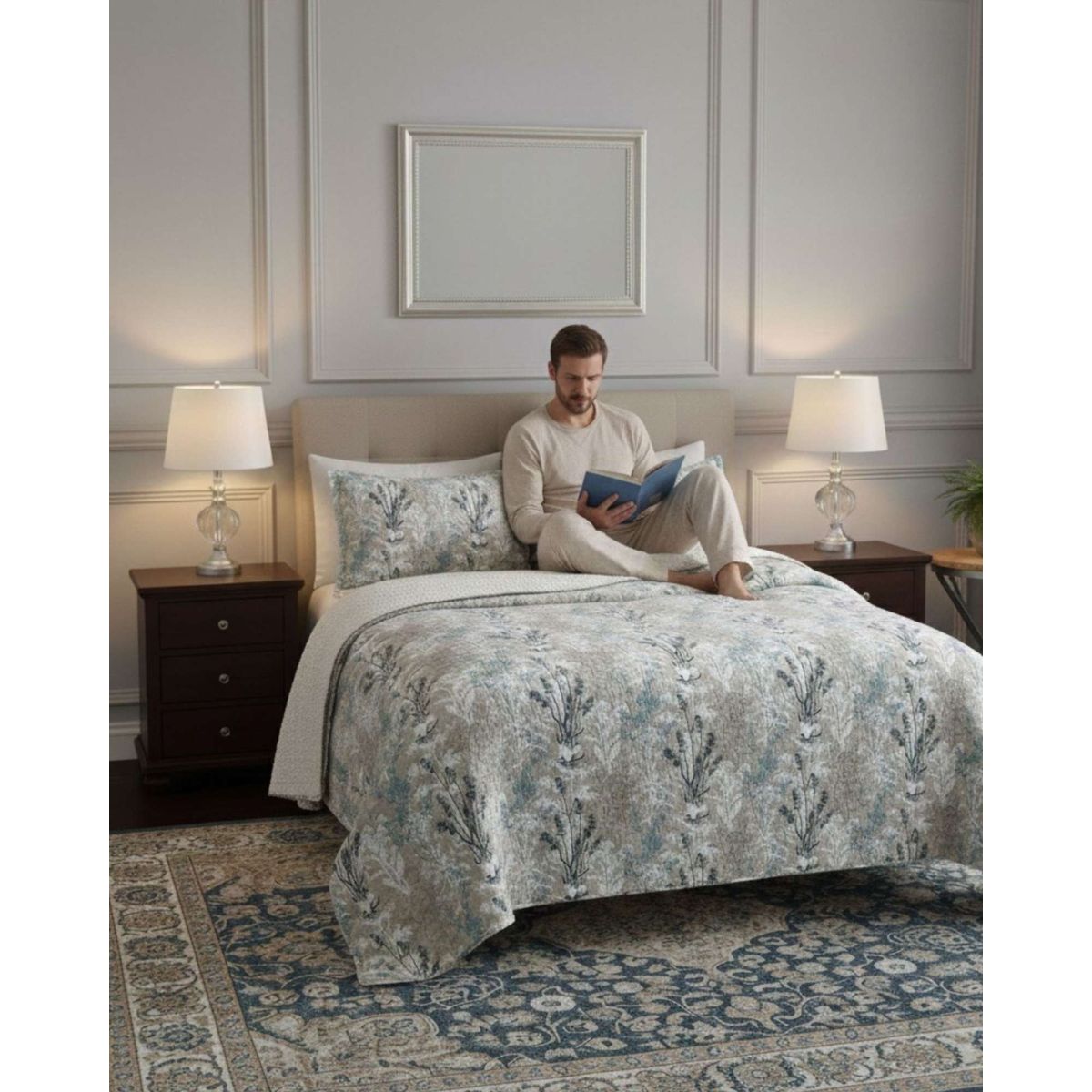 GENERICO - Cubrecama Quilt King Con Chiporro Diseño Elegante