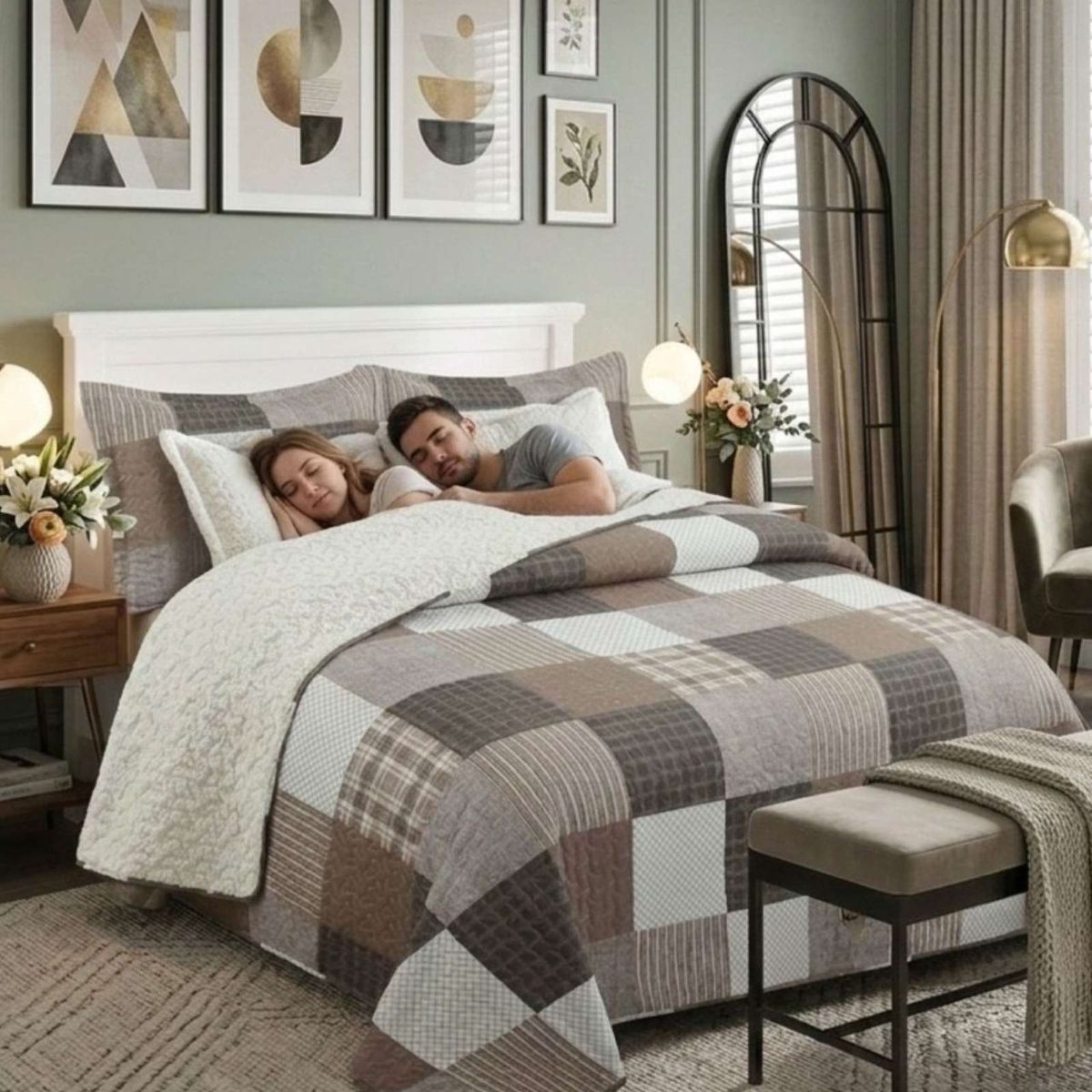 GENERICO - Cubrecama Quilt King Con Chiporro Diseño Elegante