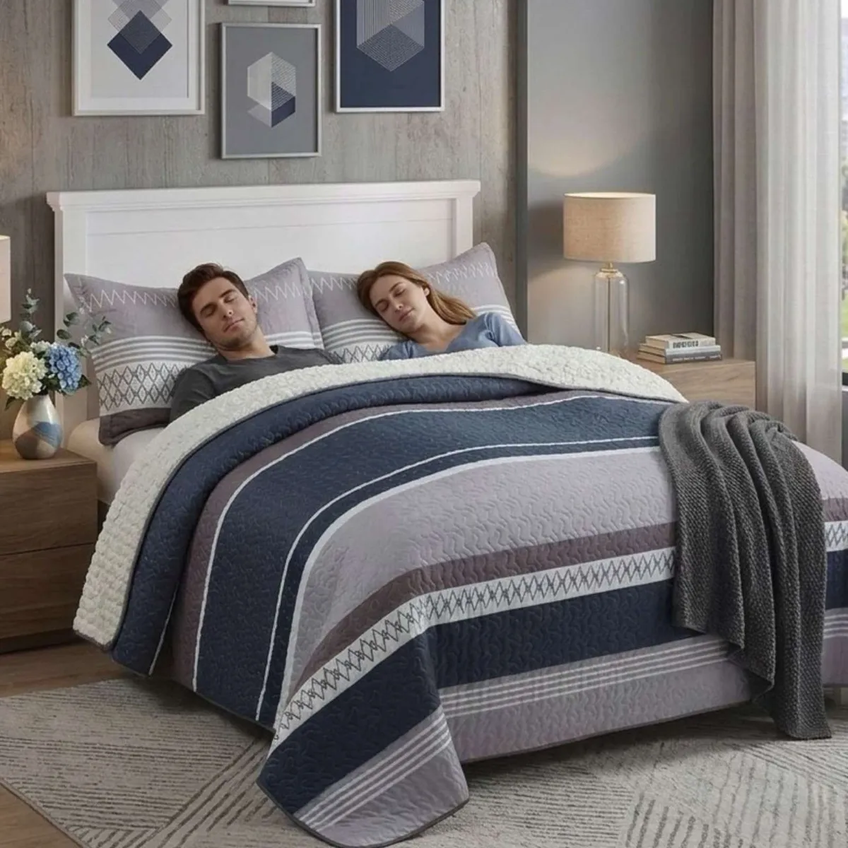 GENERICO - Cubrecama Quilt King Con Chiporro Diseño Elegante