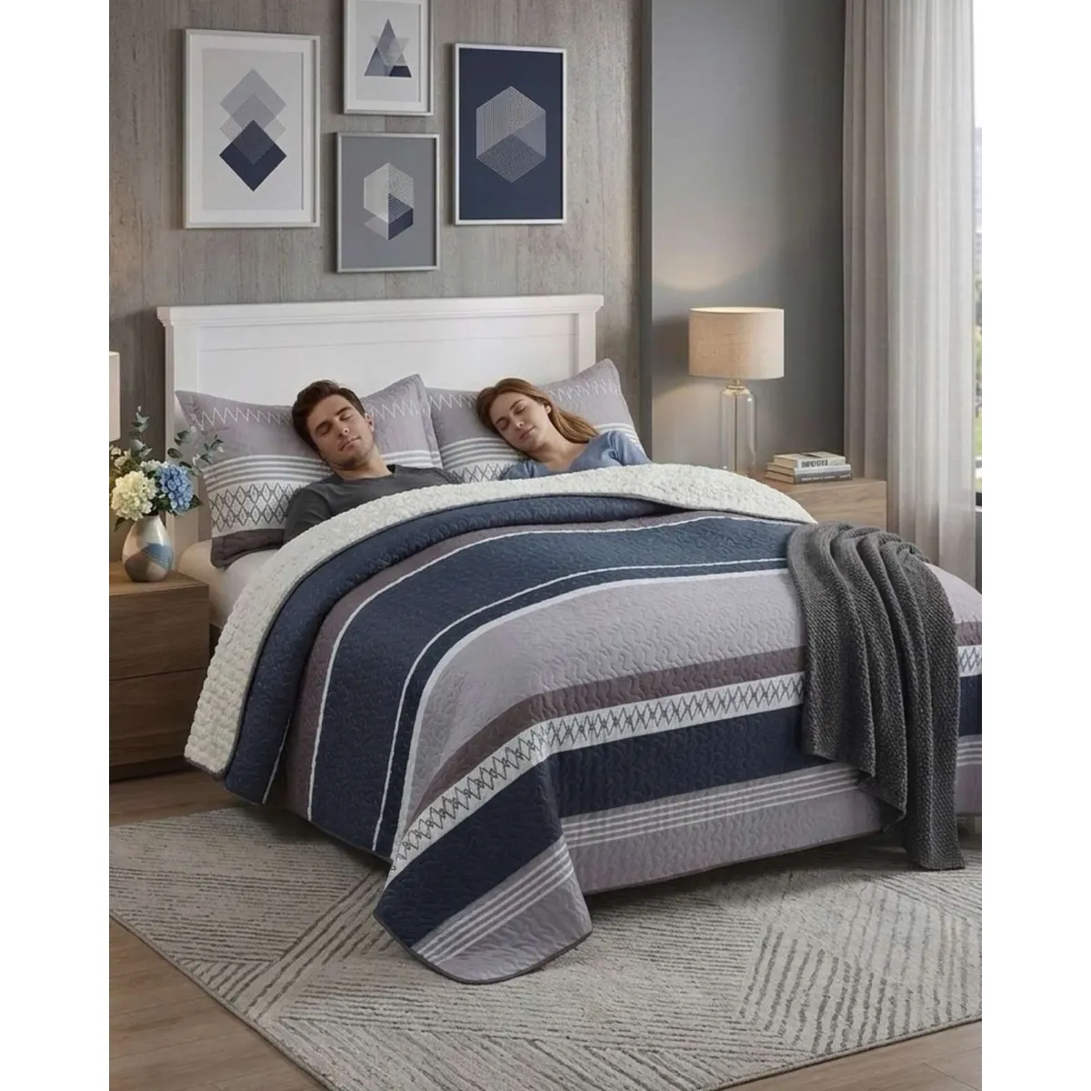 GENERICO - Cubrecama Quilt King Con Chiporro Diseño Elegante