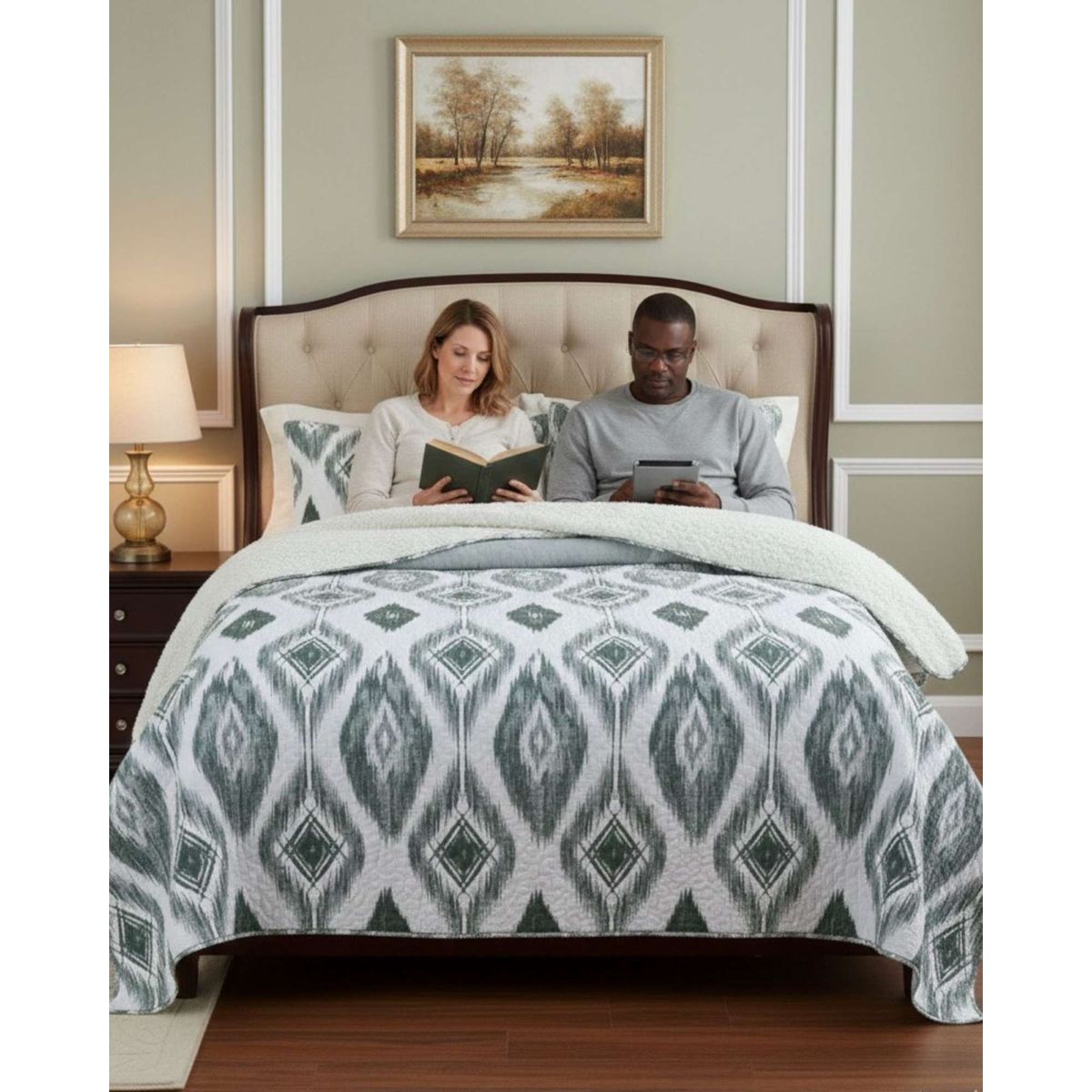 GENERICO - Cobertor Quilt Plaza y Media Con Reverso Sherpa