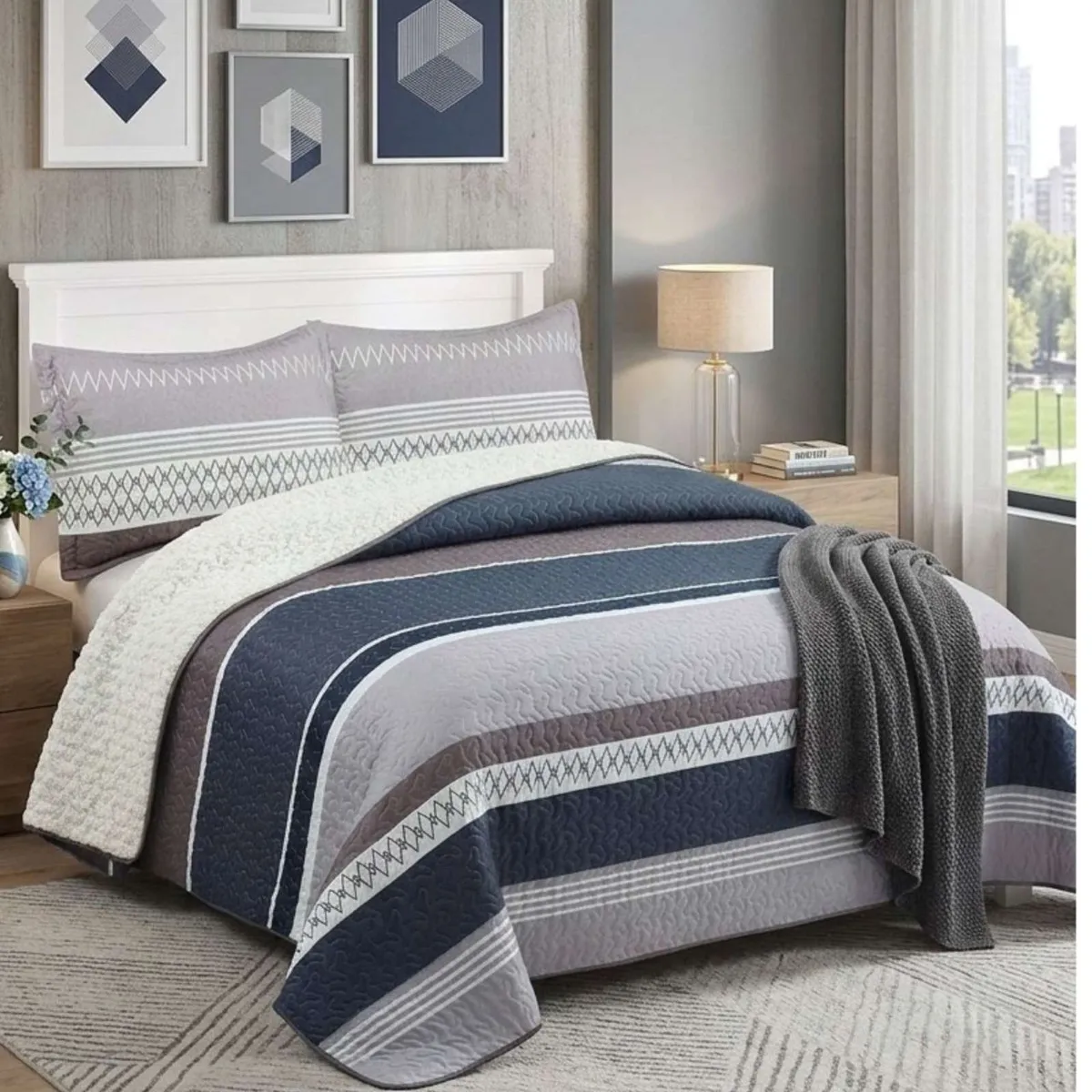 GENERICO - Cubrecama Quilt King Con Chiporro Diseño Elegante