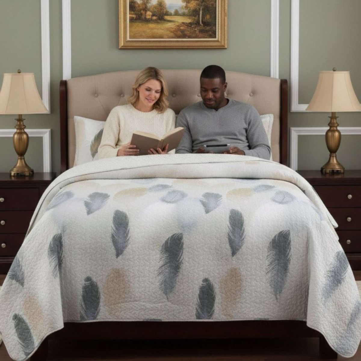 GENERICO - Cubrecama Quilt King Con Chiporro Diseño Elegante