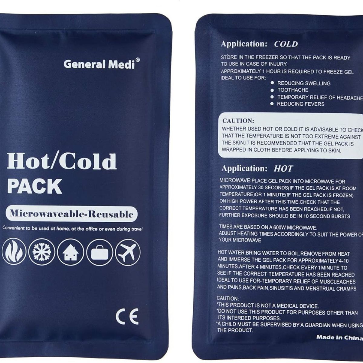 GENERICO - Compresa Gel Frio Calor Golpes Lesiones Reutilizable 27x13cm
