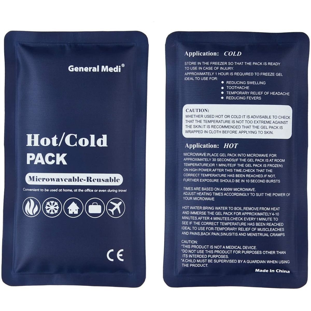 GENERICO - Compresa Gel Frio Calor Golpes Lesiones Reutilizable 27x13cm
