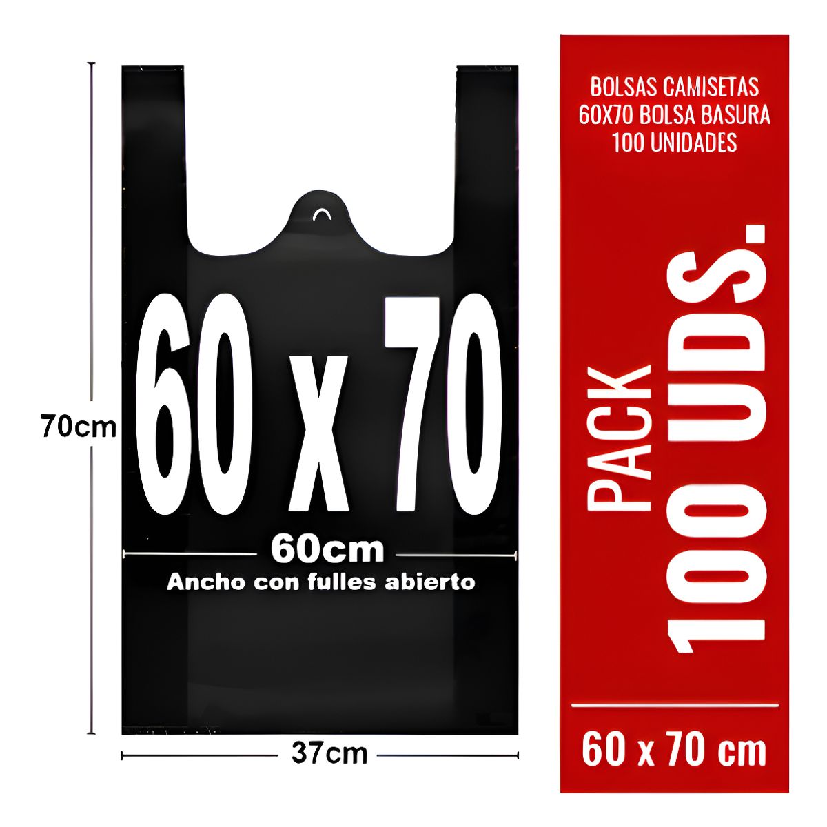 GENERICO - Bolsas Camisetas 60x70 Bolsa Basura 100 Unidades