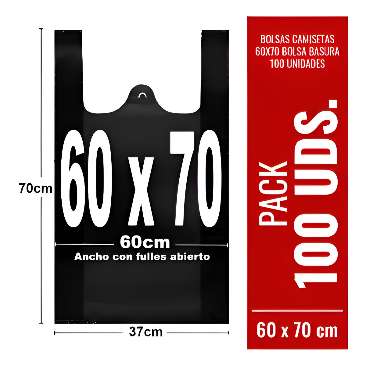 GENERICO - Bolsas Camisetas 60x70 Bolsa Basura 100 Unidades