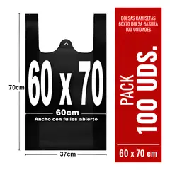 GENERICO - Bolsas Camisetas 60x70 Bolsa Basura 100 Unidades