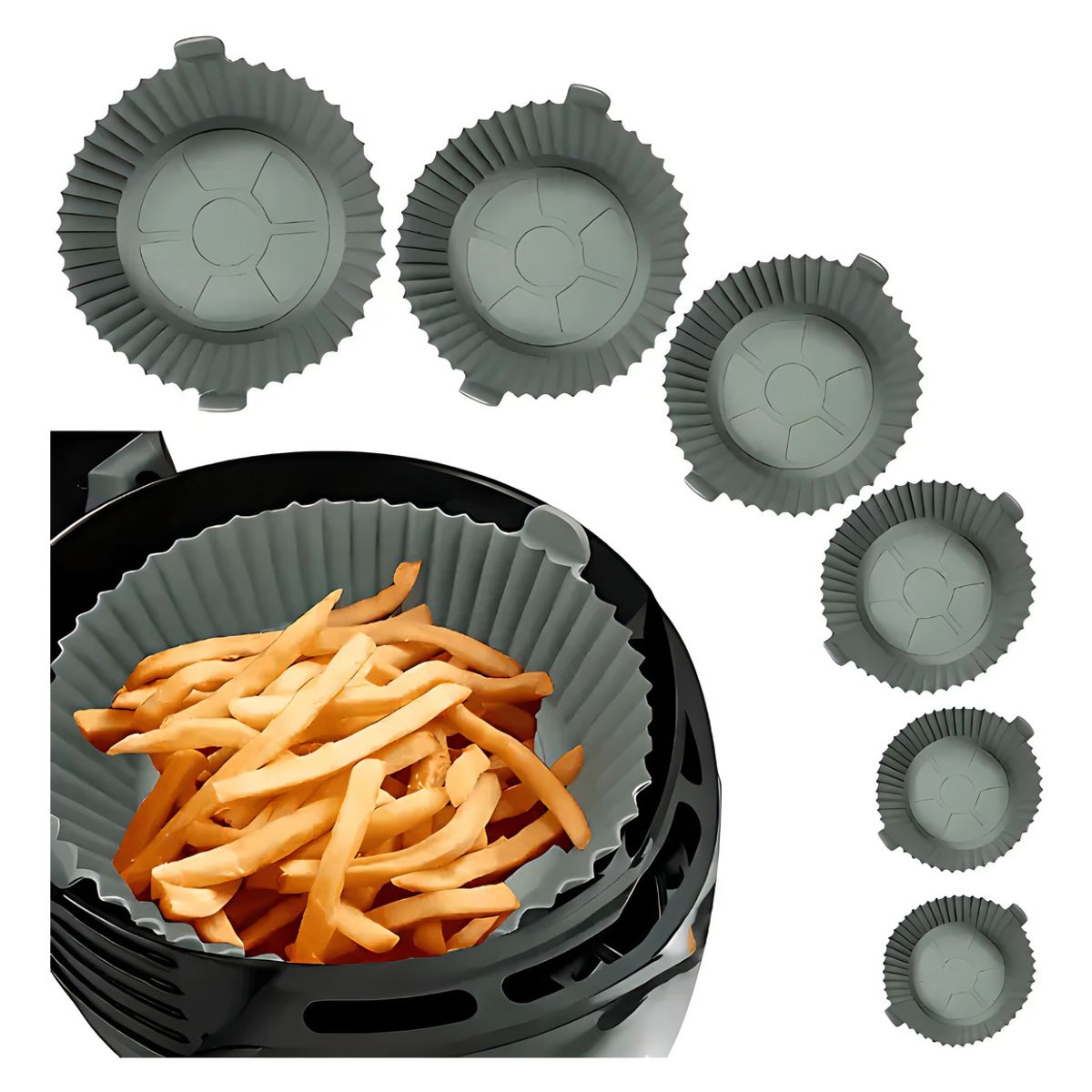 GENERICO - Pack 6 Forros De Silicona Para Freidora De Aire Antiadherente Reutilizable