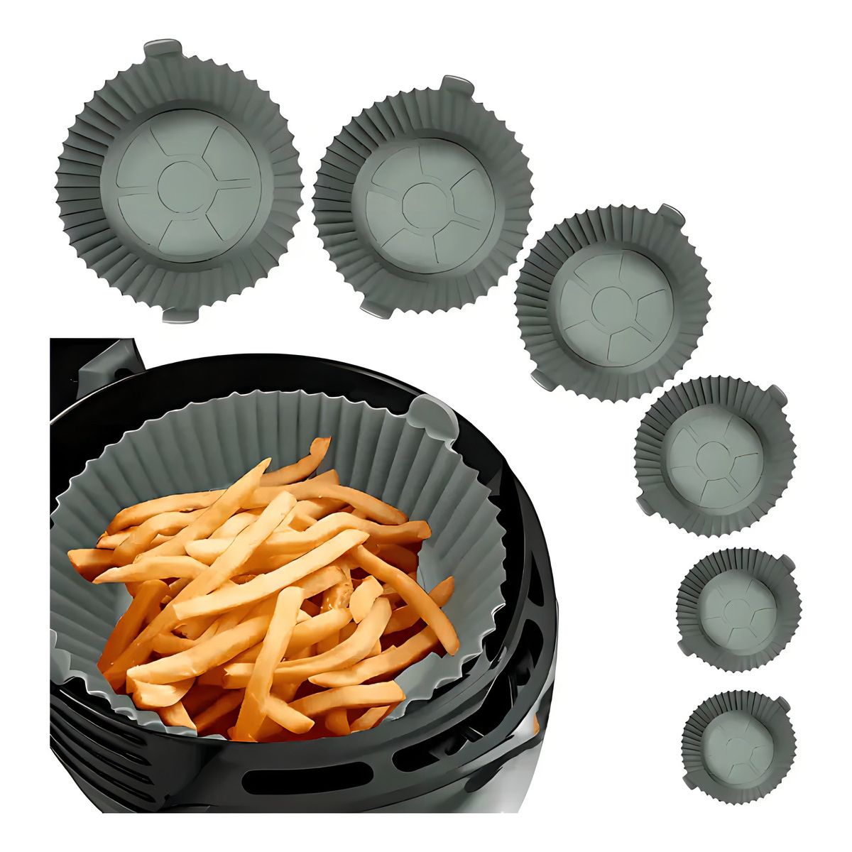 GENERICO - Pack 6 Forros De Silicona Para Freidora De Aire Antiadherente Reutilizable