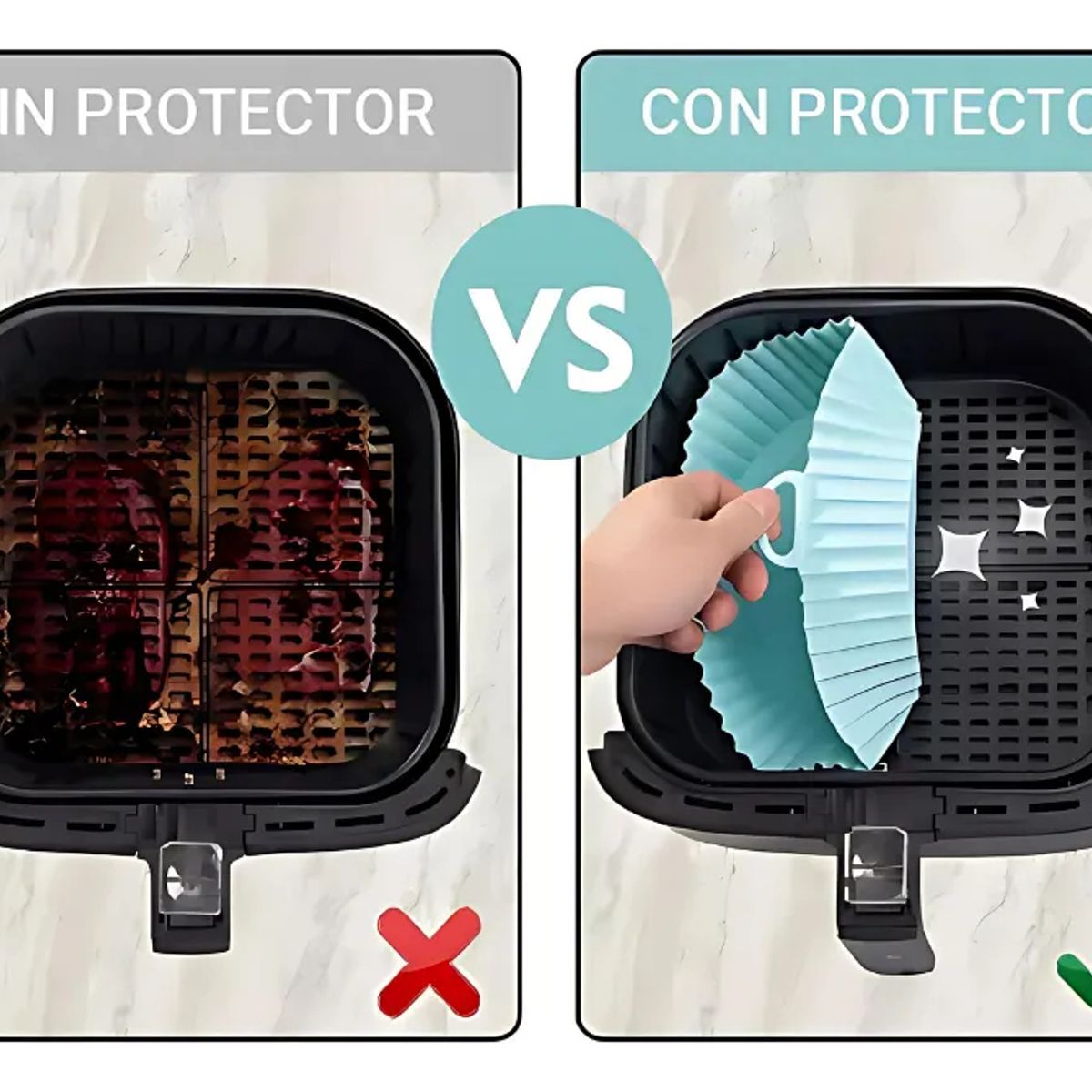 GENERICO - Pack 6 Forros De Silicona Para Freidora De Aire Antiadherente Reutilizable