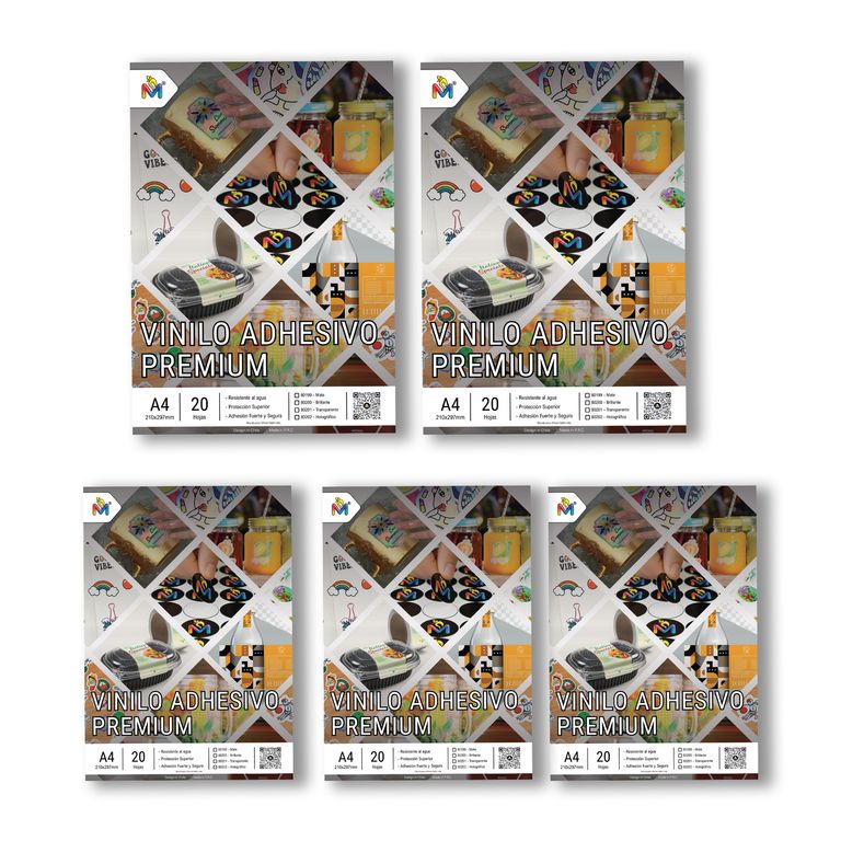 5x Papel Sticker Rainbow A4 - 100 Hojas 80um Mayorista Pro