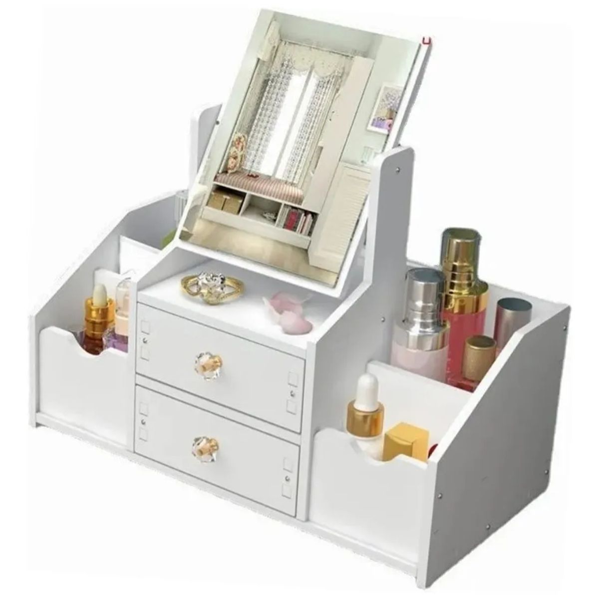 GENERICO - Organizador Con Espejo Cosméticos Y Joyas, Elaborado En Mdf